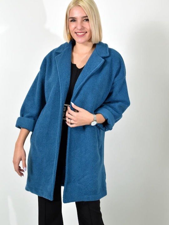 Damen BLUE Mantel mit Knöpfen