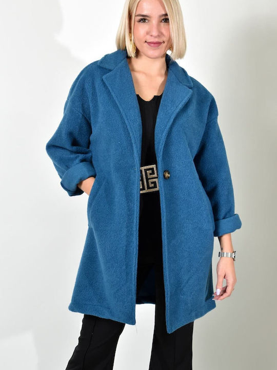 Damen BLUE Mantel mit Knöpfen