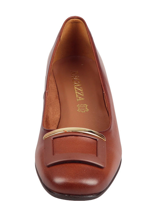 Ragazza Pumps mit Chunky flachem Absatz Tabac Braun