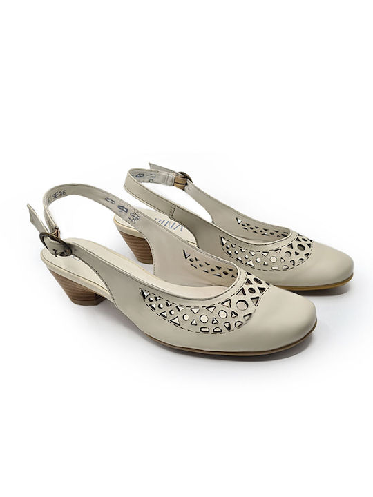 Alpina Leder Pumps mit Riemchen Beige