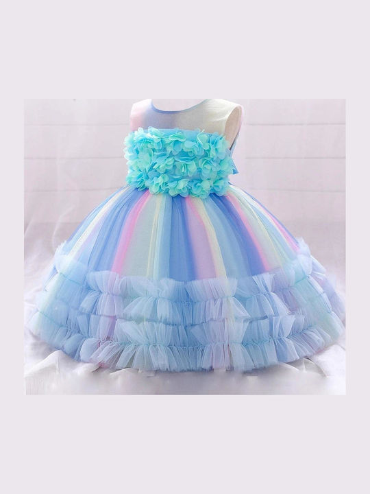 Kinderkleid Ärmellos Tüll Multicolor
