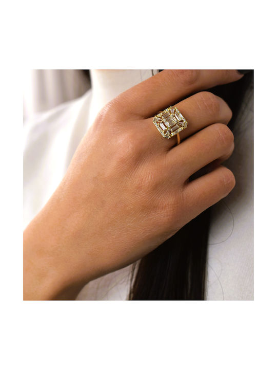 Women's Gold Ring with Zircon 14K