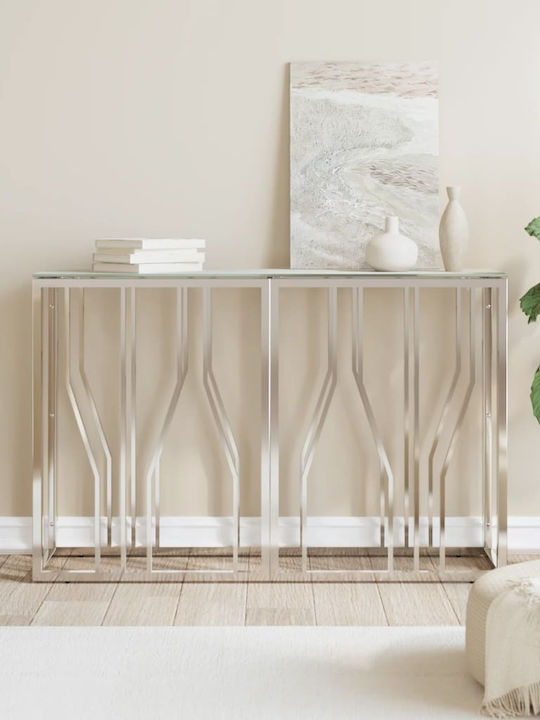 Glass Console Table Silver L110xW30xH70cm