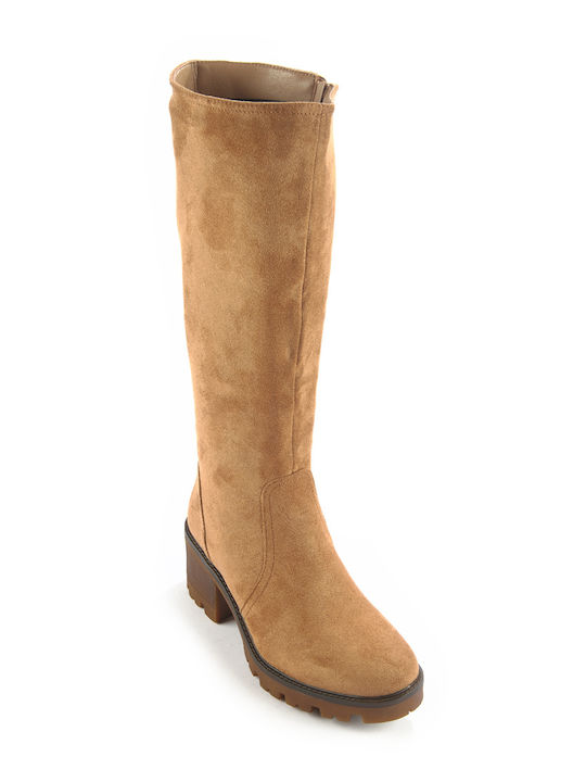 Fshoes Suede Women's Boots with Zipper Brown