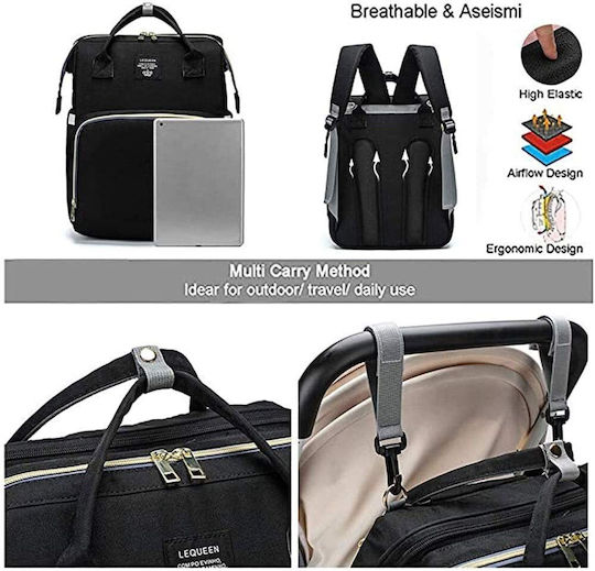 Queen Mother Diaper/Crib Backpack Black 42x30x23cm.