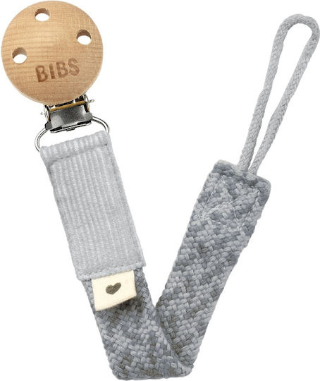 Bibs Pacifier Ribbon Paci Braid from Fabric Cloud/Iron Gray