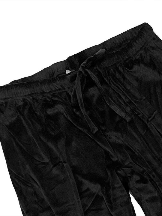 Ustyle Pantaloni de trening pentru femei cu cauciuc BLACK Catifea