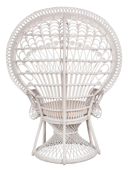 Outdoor Armchair Bamboo Royal Peacock White with Cushion 114x72x150cm