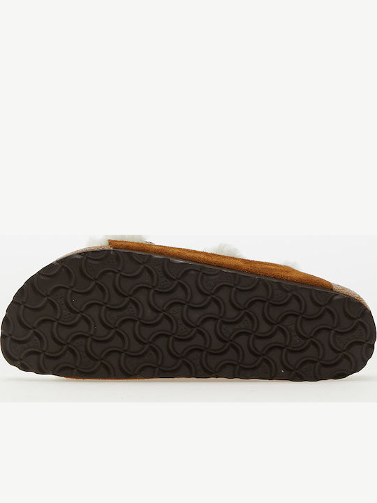 Arizona Shearling Anatomical Women's Slippers with Fur Brown Narrow Fit