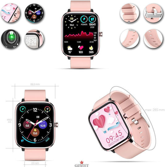 Giewont 230-1 Smartwatch με Παλμογράφο (Ροζ)