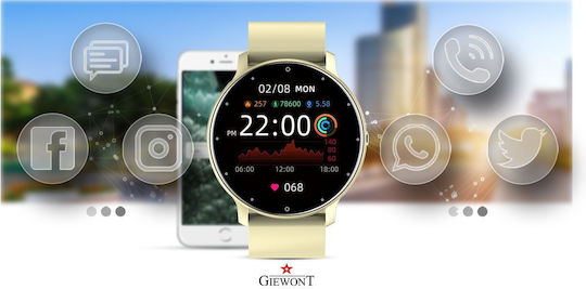Giewont 120-6 Smartwatch με Παλμογράφο (Μπεζ)