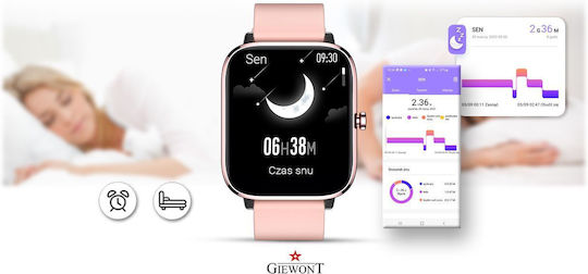 Giewont 230-1 Smartwatch με Παλμογράφο (Ροζ)