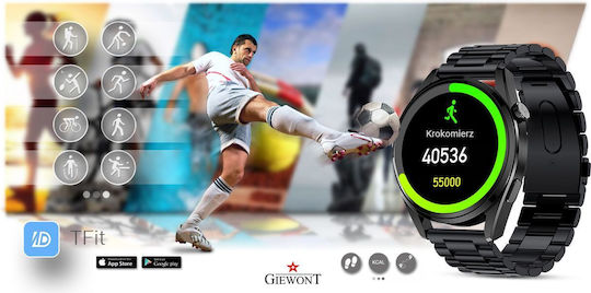 Giewont 450-2 Smartwatch με Παλμογράφο (Μαύρο)