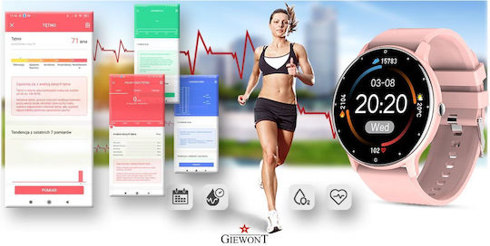 Giewont 120-1 Smartwatch με Παλμογράφο (Ροζ)