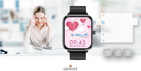 Giewont 230-2 Smartwatch με Παλμογράφο (Μαύρο)