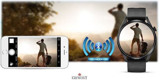 Giewont 450-1 Smartwatch με Παλμογράφο (Μαύρο)