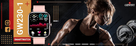 Giewont 230-1 Smartwatch με Παλμογράφο (Ροζ)