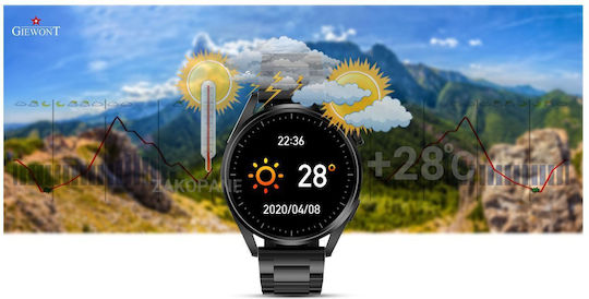 Giewont 450-1 Smartwatch με Παλμογράφο (Μαύρο)