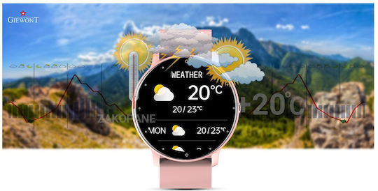 Giewont 120-1 Smartwatch με Παλμογράφο (Ροζ)