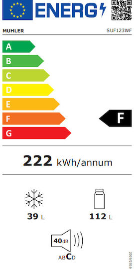 Muhler Ψυγείο Δίπορτο 151lt Υ122xΠ50xΒ58εκ. Λευκό SUF123WF