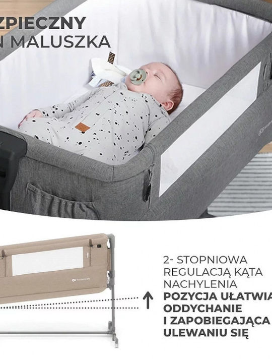 Kinderkraft Λίκνο Neste Grow με Στρώμα, Πλαϊνό Άνοιγμα και Ρόδες Μπεζ