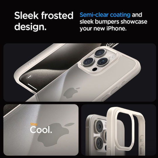 Spigen Ultra Hybrid Back Cover Plastic 2mm Natural Titanium (iPhone 15 Pro Max)