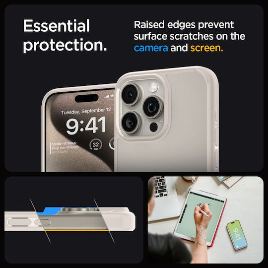 Spigen Ultra Hybrid Back Cover Plastic 2mm Natural Titanium (iPhone 15 Pro)
