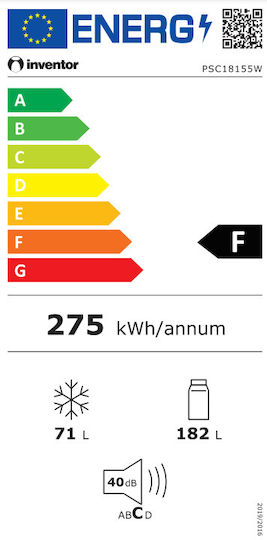 Inventor Ψυγειοκαταψύκτης 253lt NoFrost Υ181xΠ55xΒ60εκ. Λευκός PSC18155W