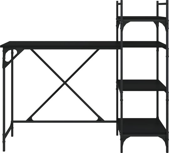 Desk Wooden Black with Metal Legs 120x47x109cm