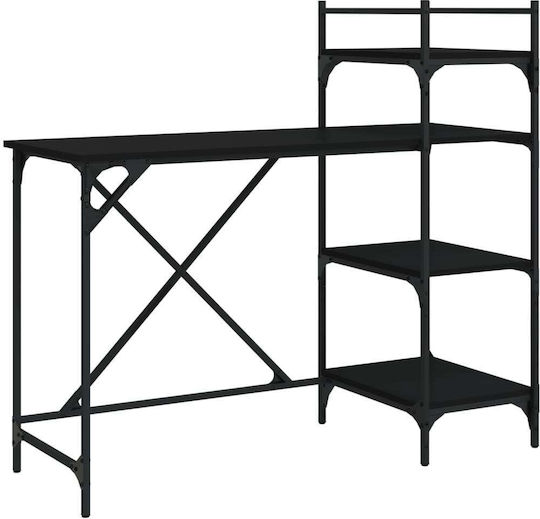 Desk Wooden Black with Metal Legs 120x47x109cm