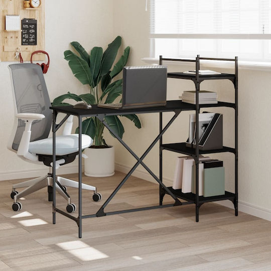 Desk Wooden Black with Metal Legs 120x47x109cm