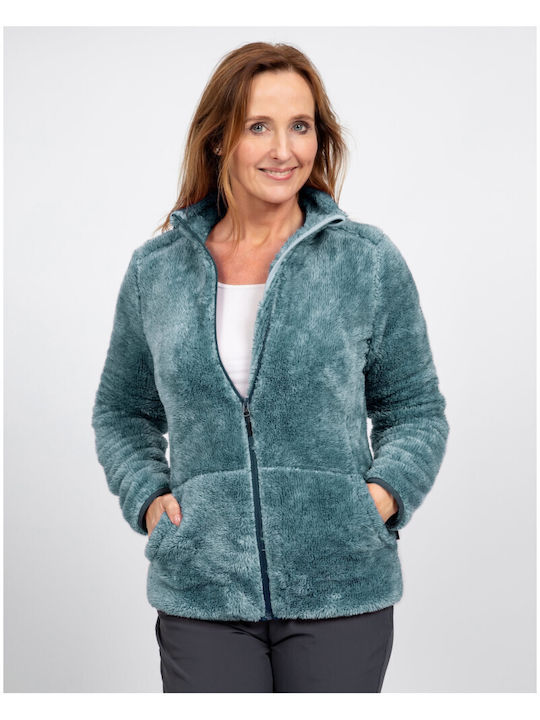 Life Line Fleece Γυναικεία Ζακέτα με Φερμουάρ Green