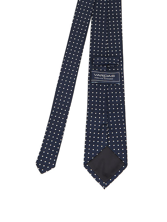 Vardas Men's Tie Silk Printed in Navy Blue Color