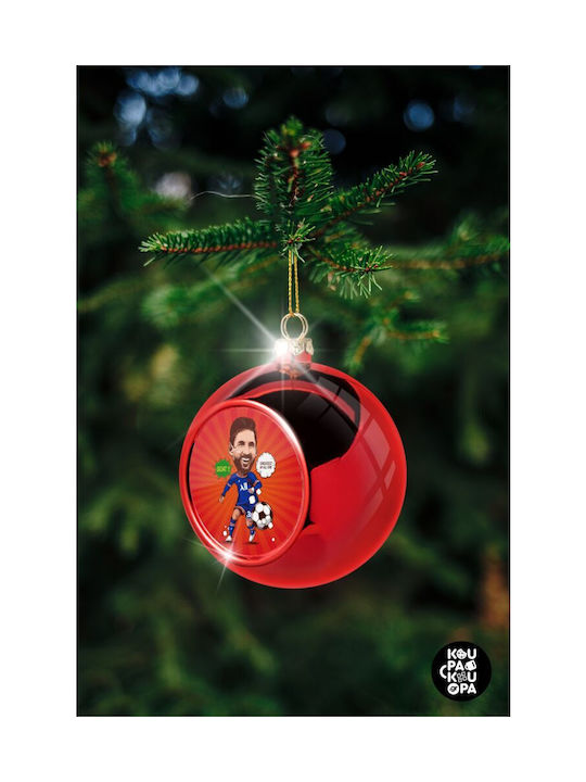 Drawing Christmas Plastic Ball Ornament Red 8cm