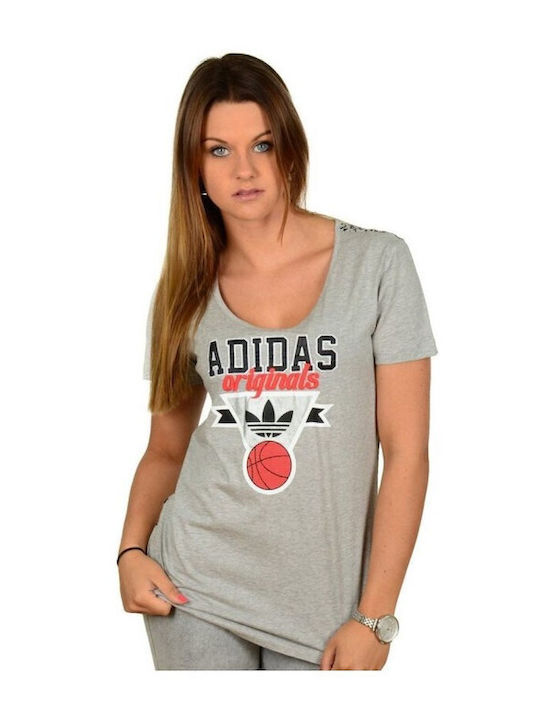 Adidas Bball Γυναικείο T-shirt Γκρι