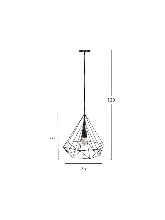 HomeMarkt Pendant Light Black with Socket E27 25x22cm