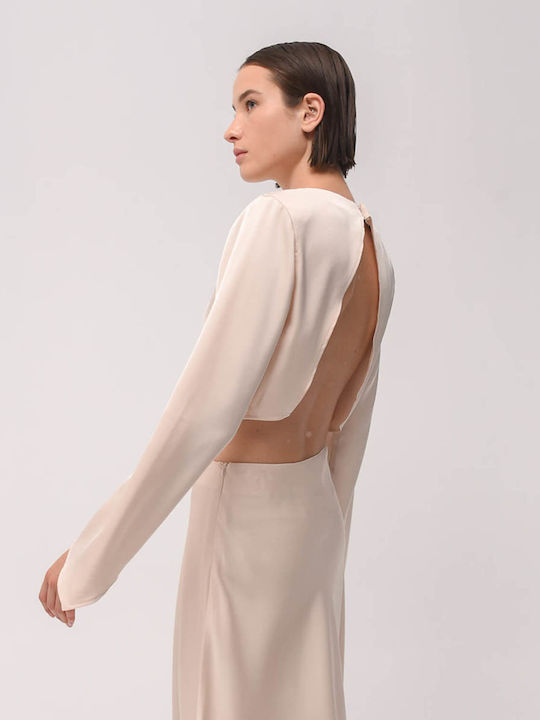Sandra Women's Crop Top Long Sleeve Beige