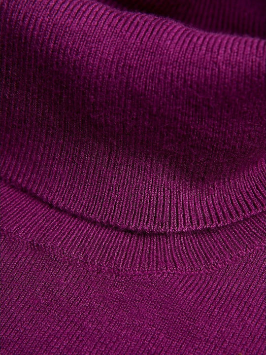 Women's Long Sleeve Sweater Turtleneck Purple Dark