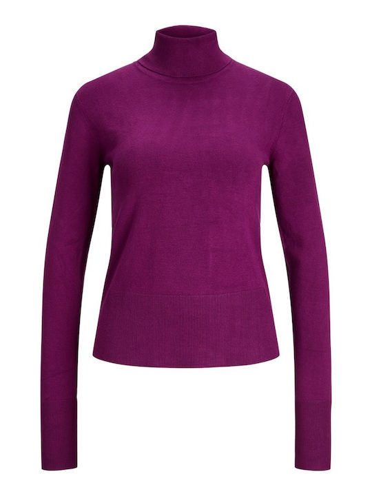 Women's Long Sleeve Sweater Turtleneck Purple Dark