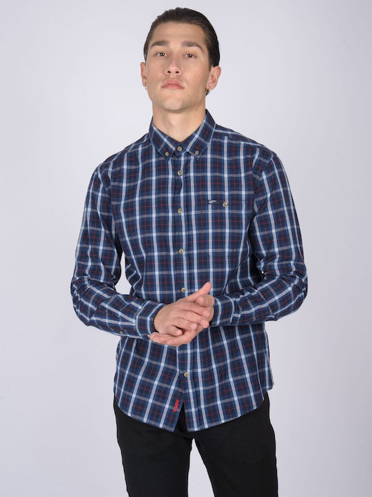 North 56.4 Men's Shirt Long Sleeve Checked Blue Navy