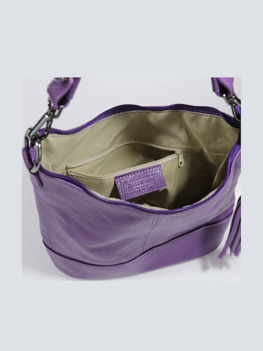 Leder Damentasche Schultertasche Lila