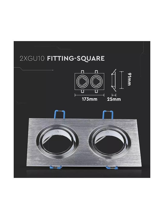 Aigostar Rectangle Metallic Frame for Spot GU10 Silver 17.3x9.1cm. 1pcs