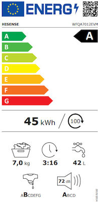 Hisense Πλυντήριο Ρούχων 7kg με Ατμό 1200 Στροφών WFQA7012EVM