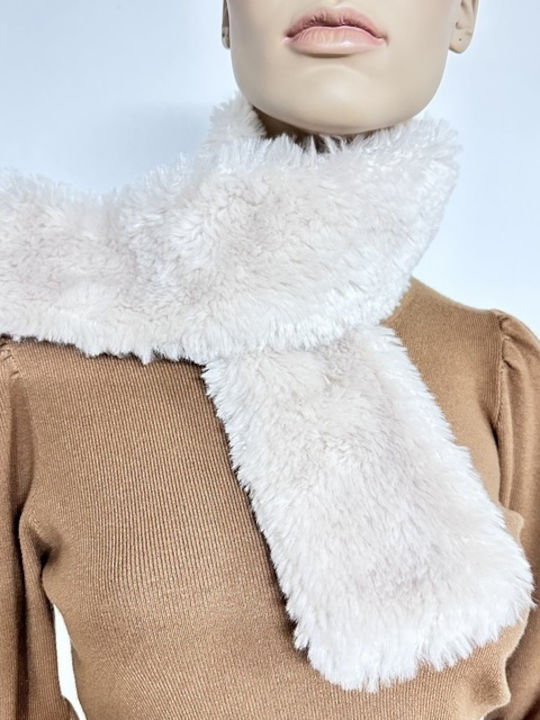 Women's Furry Scarf Ecru