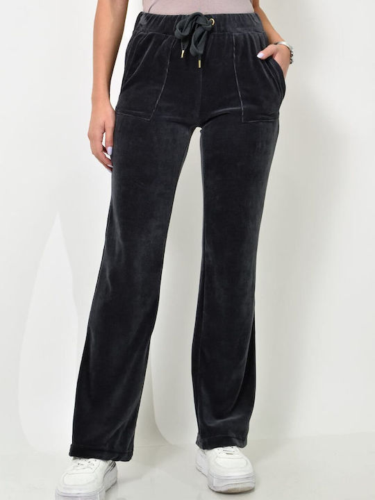 First Woman Set Women's Sweatpants Charcoal Velvet