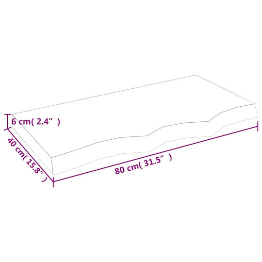 vidaXL Countertop without Sink L80xW40xH2cm Natural