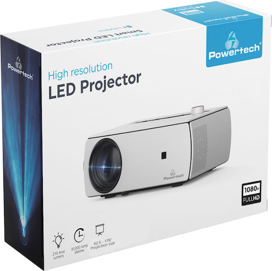 Powertech PT-1158 Projector LCD Full HD Λάμπας LED με Wi-Fi και Ενσωματωμένα Ηχεία