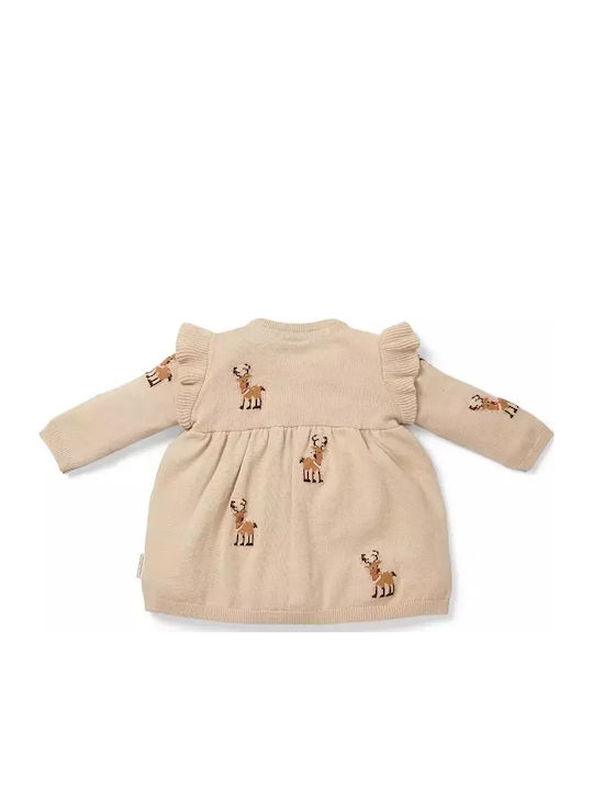 Kinderkleid Langärmelig Knitted Beige
