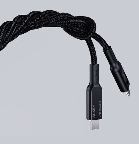 Aukey Cablu USB 2.0 USB-C Masculin - USB-C 100W PD Negru 1.8m AKAUKKUCBMCC102