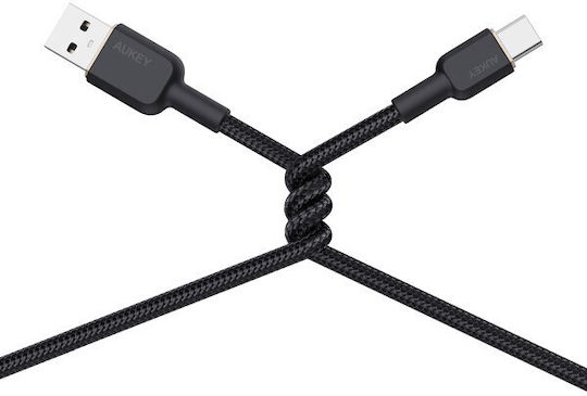 Aukey CB-NAC2 USB 2.0 Кабел USB-C Мъжки - USB-A 60W Захранване PD Черен 1.8м AKAUKKUCBNAC2BL